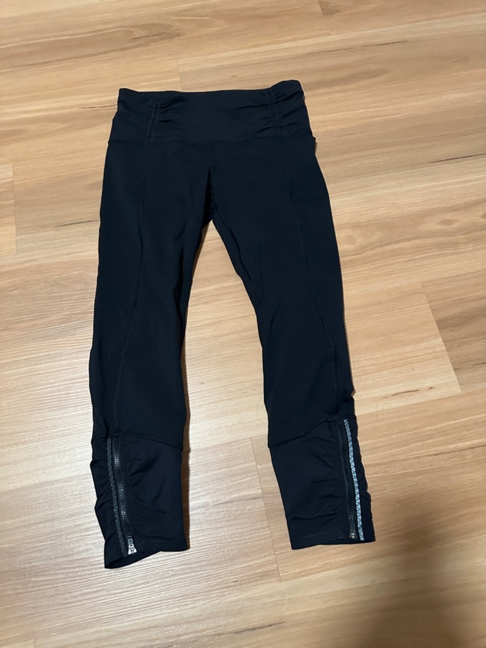 lululemon athletica Black Cropped Performance Leggings with Ankle Zippers